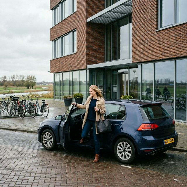 Jonge ondernemer in zijn eerste bedrijfsauto